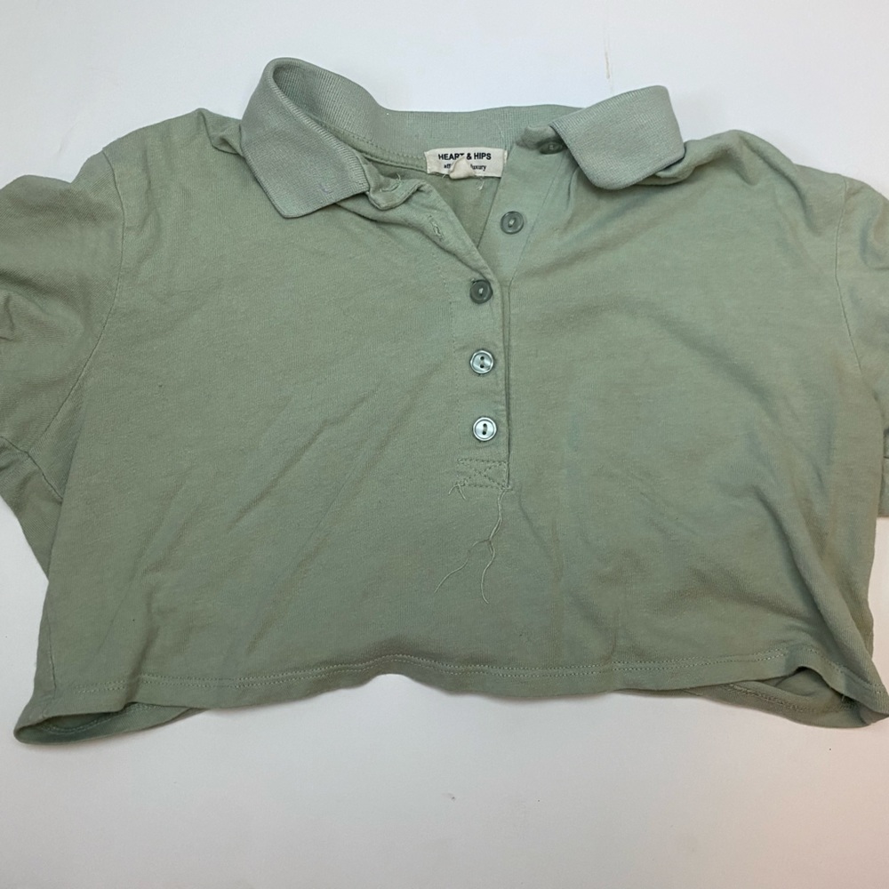 Sage Green Cropped Polo by Heart&Hips